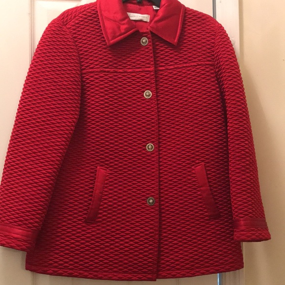DANA BUCHMAN Red Silk Quilted Turn Lock Barn Jacket Blazer Coat 8 S - M EXC COND - Picture 5 of 5